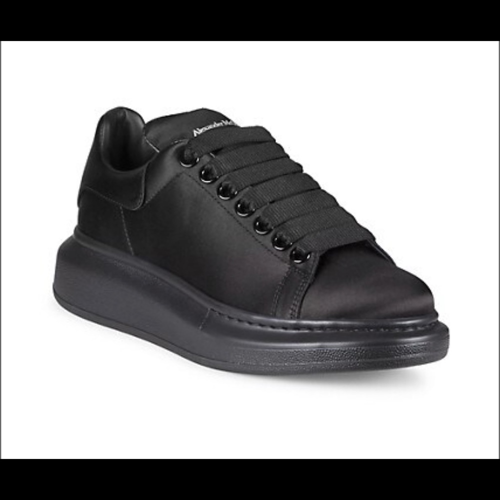 Alexander McQueen Signature platform Oversized sneakers• lustrous satin fabric.